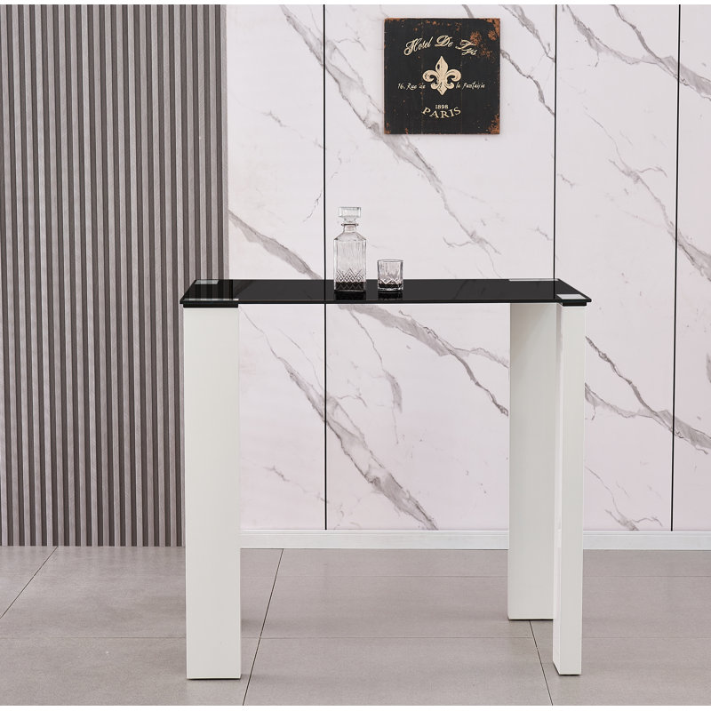 Atonya Glass Top Dining Table, Black Glitter