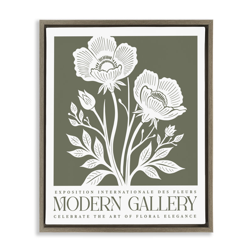"Olive Floral Gallery", art mural encadré sur toile flottante brune, Cadre flottant orme Montalcino, H 31 po x l 25 po