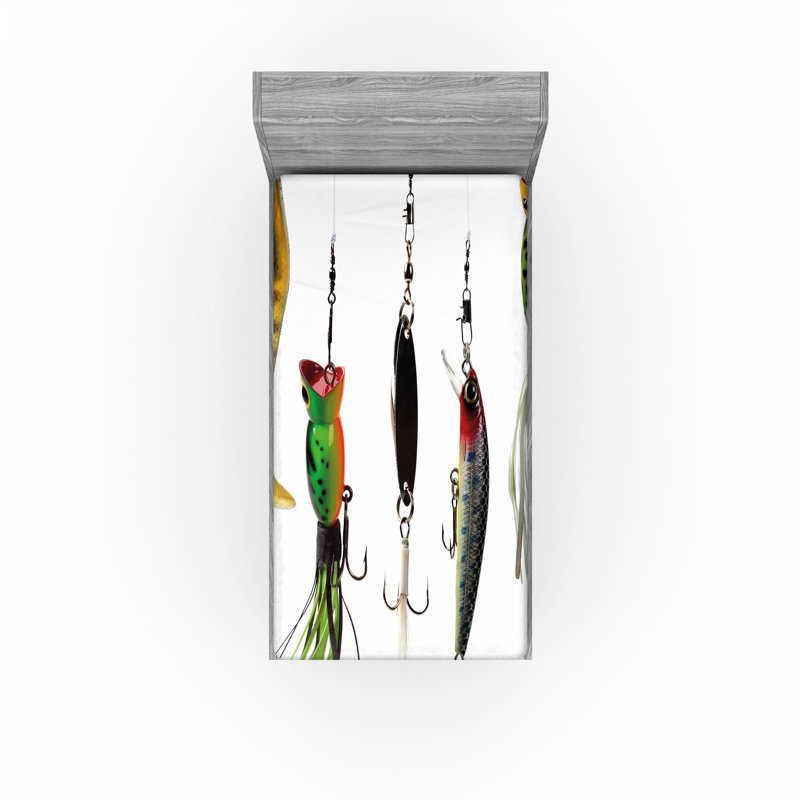 Multicolore drap-housse de poisson avec crochets Ambesonne, Drap-housse de taille simple