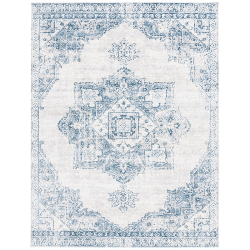 Lowrey Blue/White Rug, Rectangle 8' x 10'