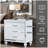 Nightstands with mirror frame accents, Bedside Table with two drawers and one hidden drawer, End Table with Crystal Pull for Living Room,Bedroom, White