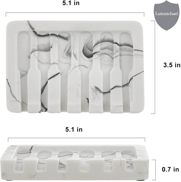 Ivy Bronx Self Draining Soap Dish, Marble Look Soap Dishes For Bar