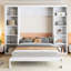 Lit double avec bureau et bibliothèque en blanc-1230258506