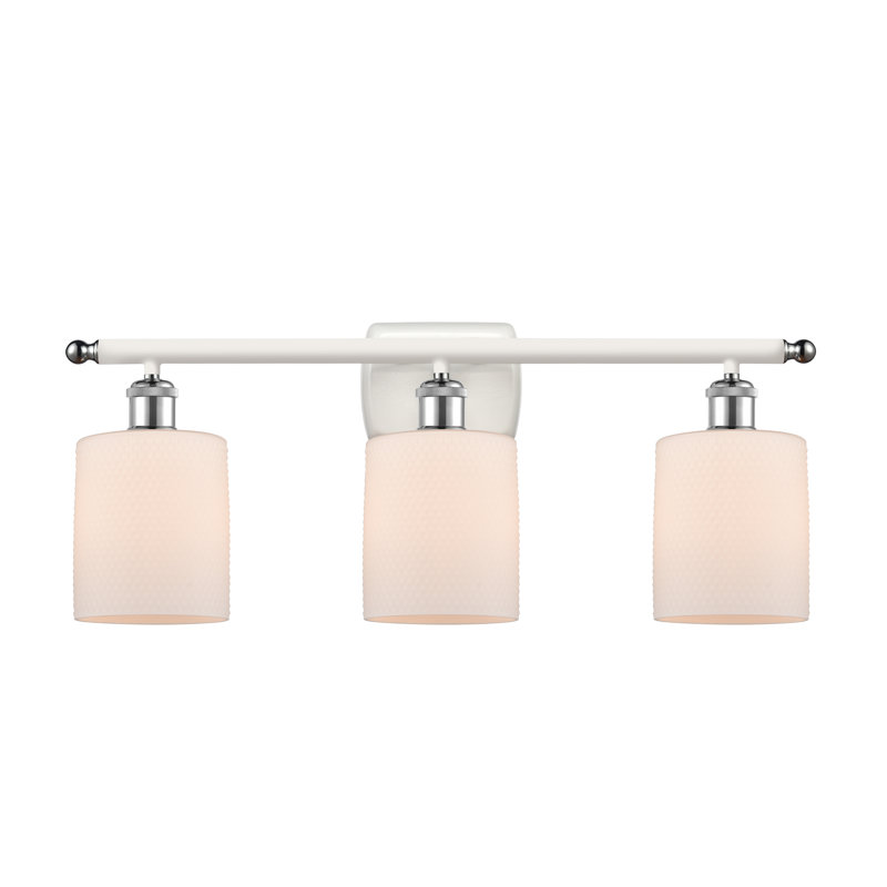 Éclairage de salle de bain à intensité variable à 3 lumières Leilani, Ampoule incandescente rétro de 60 watts, Blanc mat
