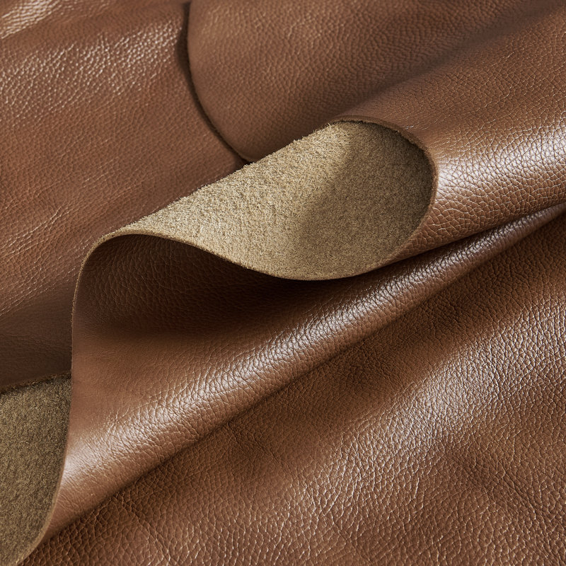 Aness Upholstered L-Shaped Sectional Reversible, Chesnut Leather Match