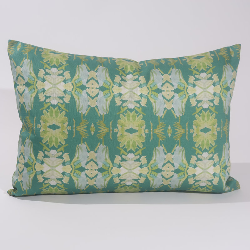 Wildflowers I Small Repeat Luxury Throw Pillow, Dark Green Floral