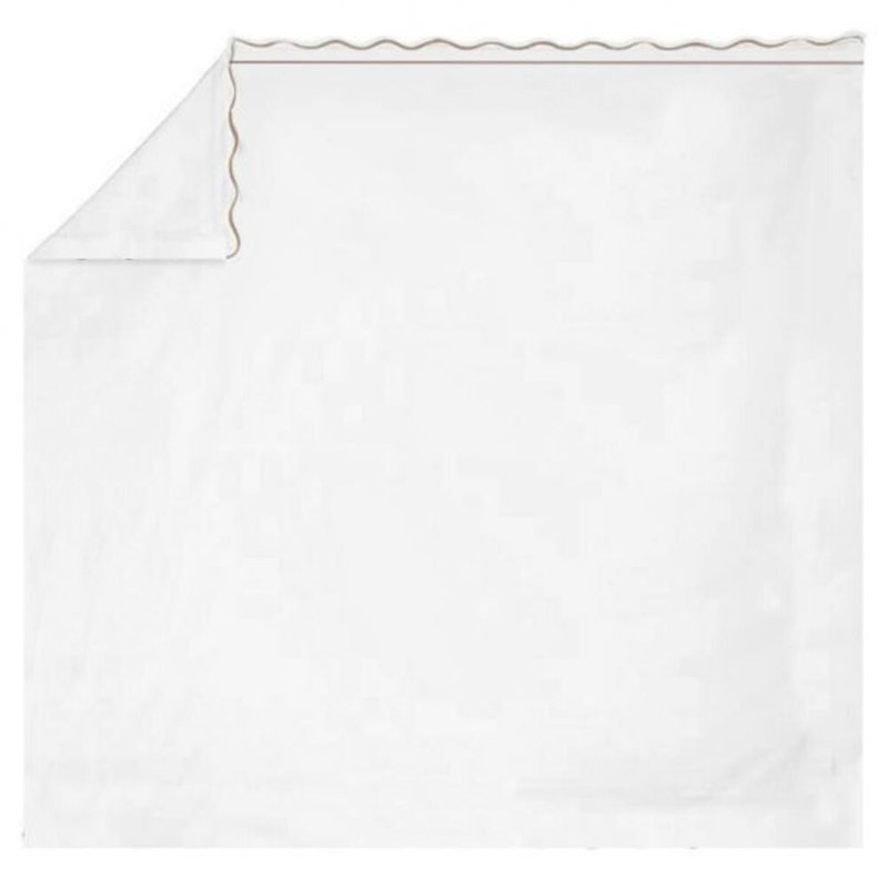 400TC Cotton Scallop Embroidery & Border Cotton 4 Piece Sheet Set Fitted Sheet Fits Upto 16" Deep Pocket, Taupe Border