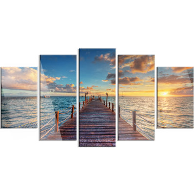 « brillante soleil over sea », reproduction de photo sur ensemble de 5 impressions sur métal