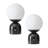 Mila 9.85 in. Mid-Century Modern LED Bedside Table Lamp with Black Marble and Frosted Globe Shade - Bundle Set of 2-104311734