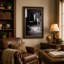 «White Horse in Barn», art mural sur toile noir et blanc-133518295