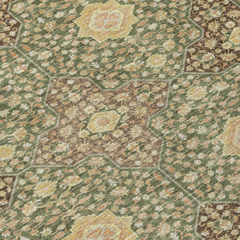 Machine Washable Indoor/Outdoor Chantille ACN2566 Damask Rug, 10' x 14', Olive