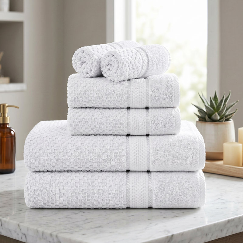 Collection de serviettes 100% coton Obed, Noir, Ensemble 6 serviettes de bain