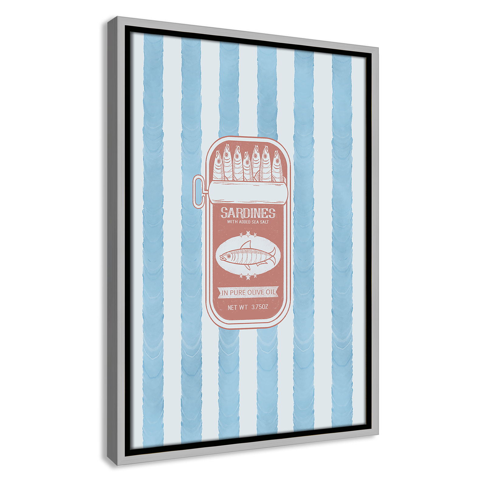 Salty Sardines Print by Marcus Prime, 13.5'' W x 19.5'' H, Silver Floater