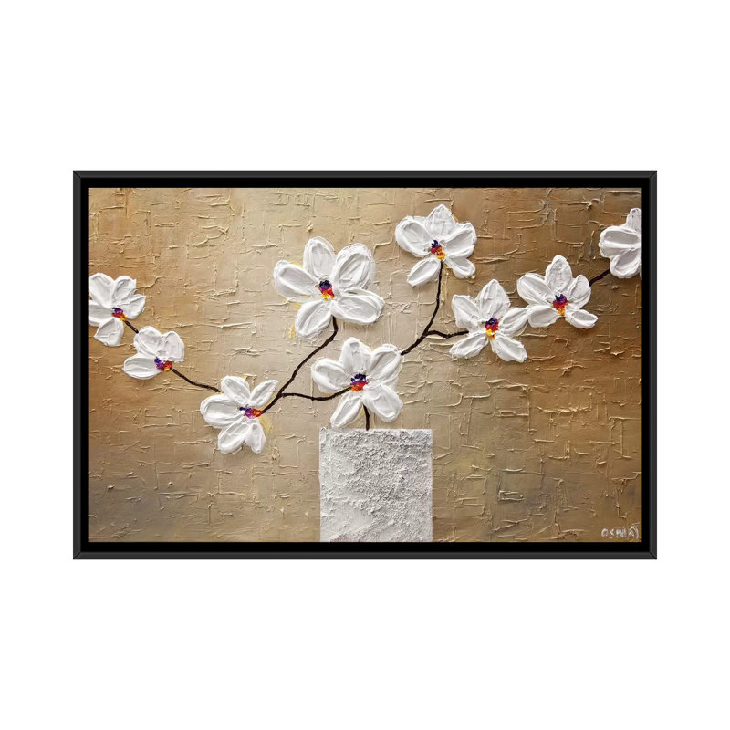 «Swiger White Orchid», impression sur toile, H 18 po x l 26 po x P 1,5 po, Toile avec cadre noir