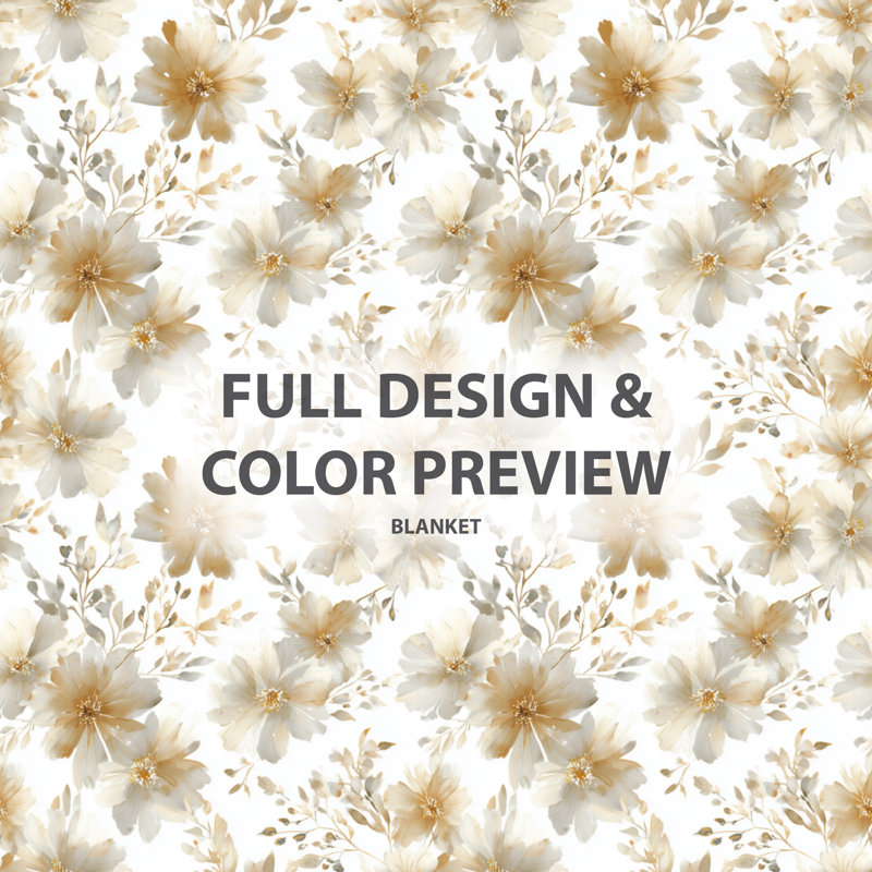 Beige Whisper - couverture chaude florale, jeté douillet rétro, Gold/Beige Floral