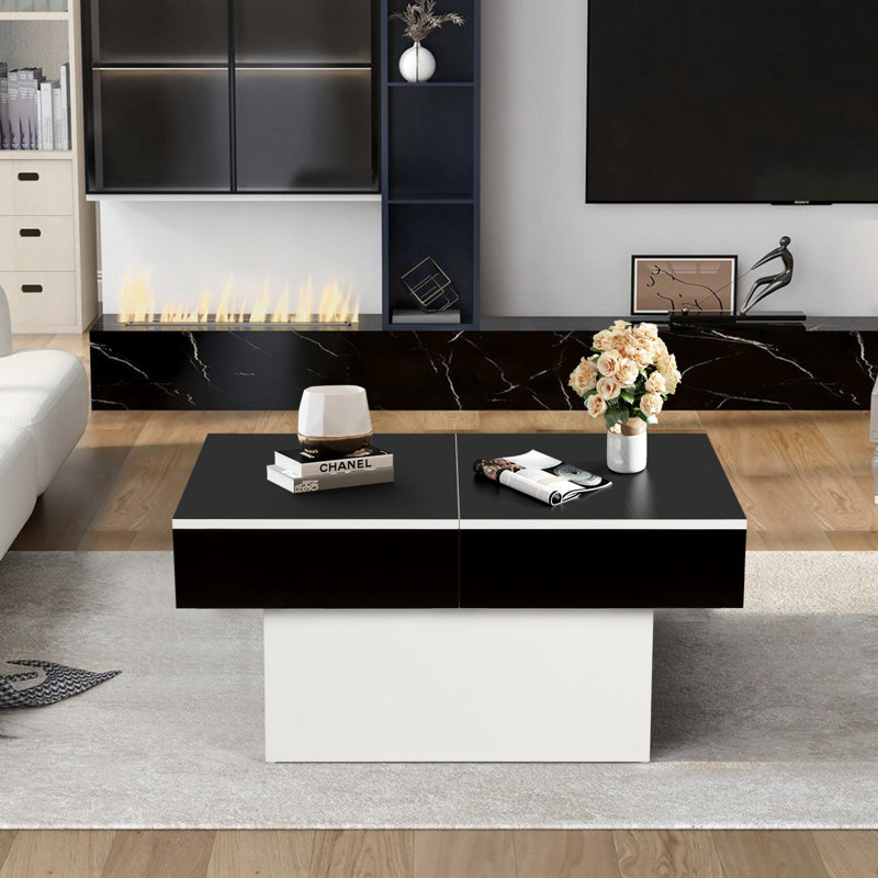 Modo Single Coffee Table, Black, White