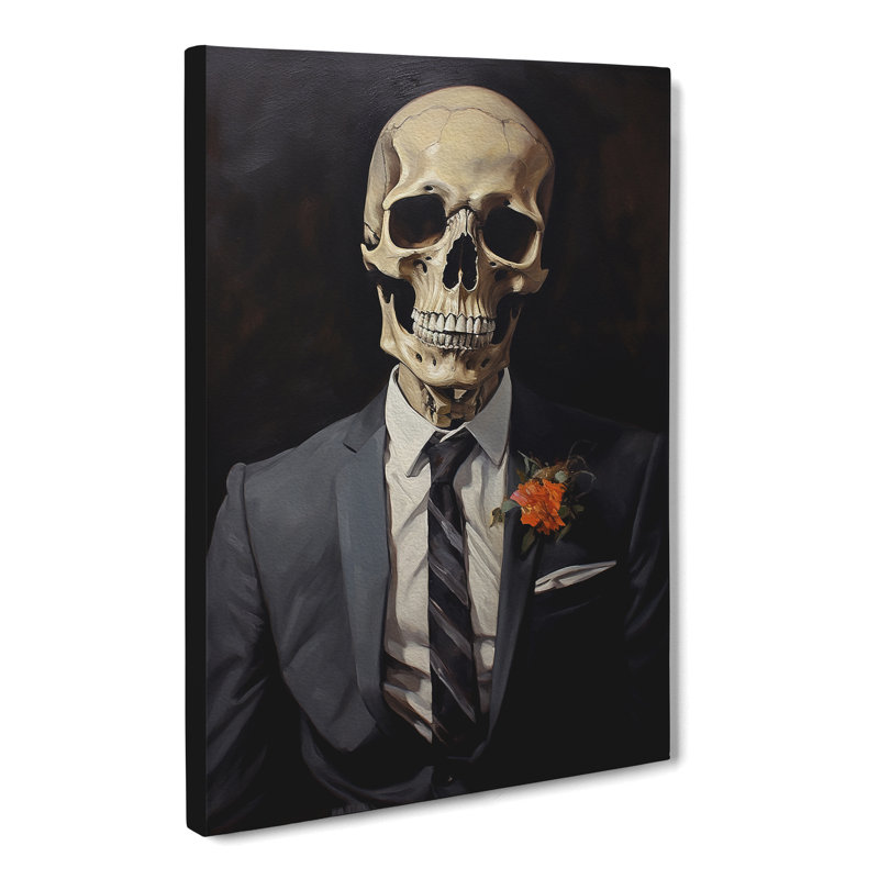 Skeleton in a Suit Painting - Wrapped Canvas, 60cm H x 40cm W x 3cm D
