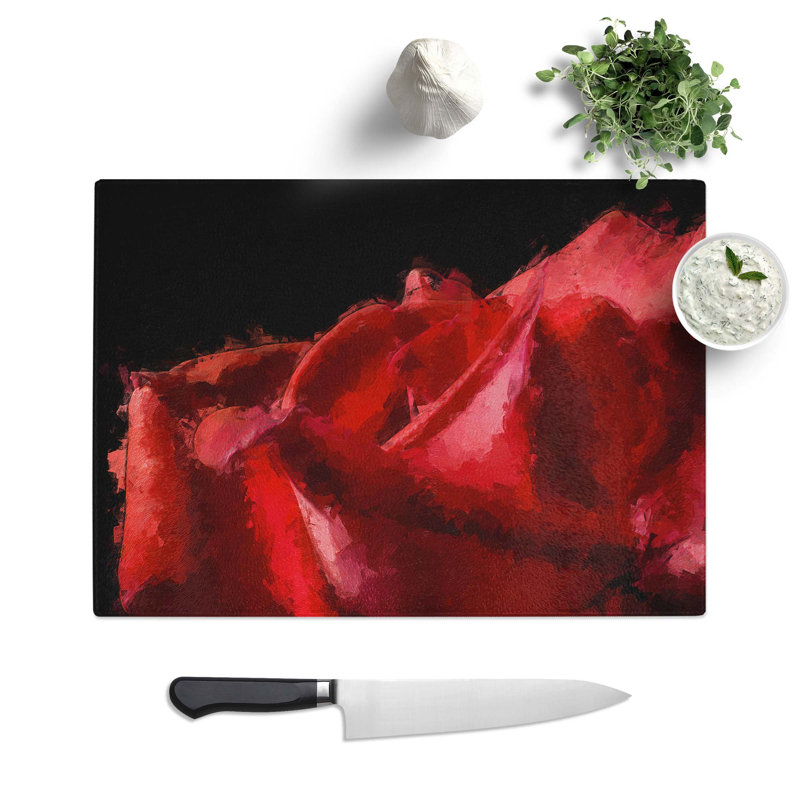 Tempered Glass Petals of a Rose Chopping Board, 39 cm W x 28.5 cm L