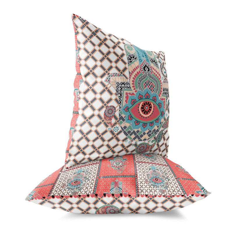 Housse et insert de coussin carré intérieur / extérieur en polyester Heavenly Hand, 26 po x 26 po, Brun
