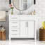 Meuble-lavabo de 36 po avec lavabo en résine supérieur, armoire de rangement autoportante avec 2 tiroirs et un tiroir basculant, ensemble de meuble-lavabo avec cadre en bois massif, tablette à hauteur réglable-123236742