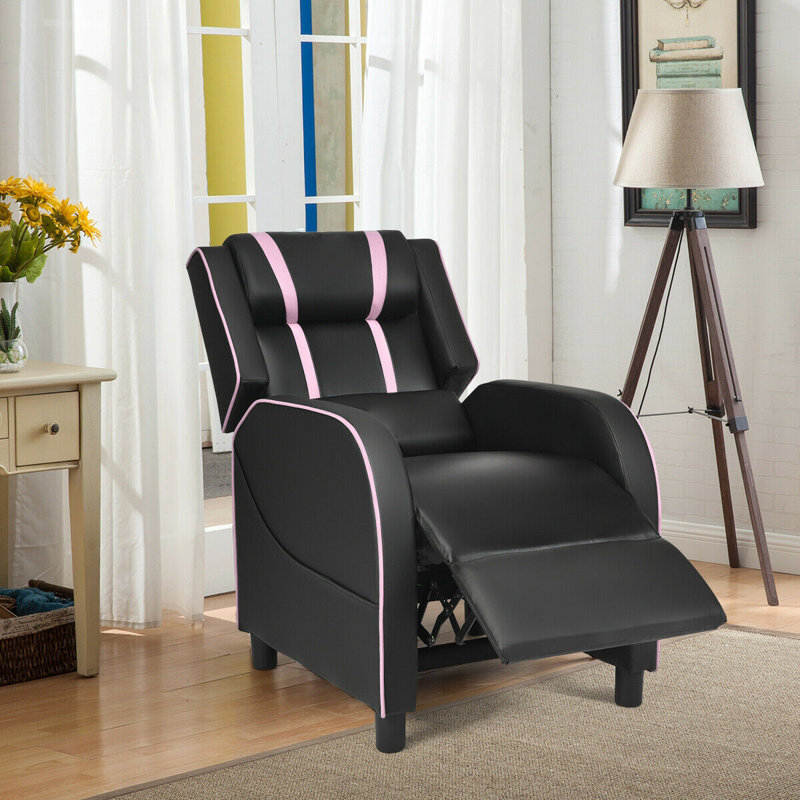 Fauteuil de massage inclinable Racing Gaming, Similicuir noir / rose