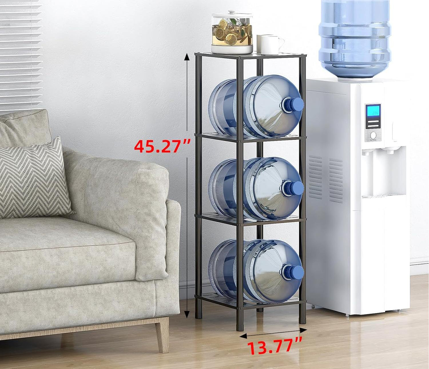 Latitude Run® 5 Gallon Water Jug Holder With Storage Shelves, 3-Tier ...
