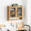 Armoire murale 24,8 po à porte vitrée vintage avec rangement à trois niveaux et porte-serviettes, convient pour la salle à manger, la cuisine, la salle de bain, le lustre en bois naturel, le verre massif et l'assemblage sans difficulté-953270878