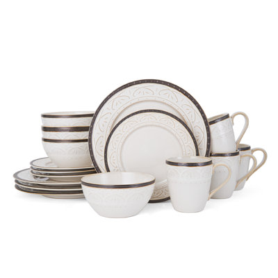 Pfaltzgraff Scroll Promenade 16 Piece Dinnerware Set, Service for 4