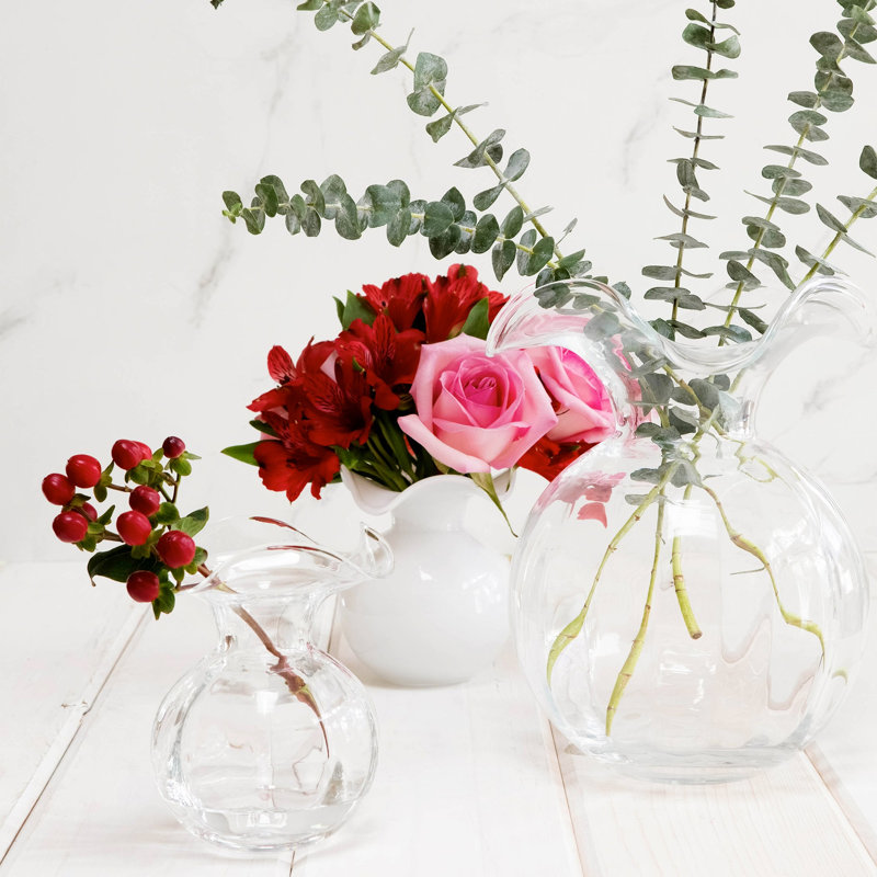 Hibiscus Glass Vase, Clear, Overall height- 12''