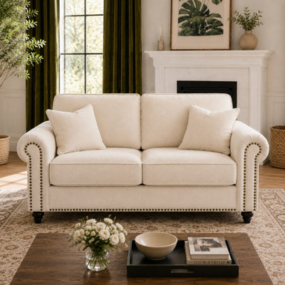 Canapé moderne en chenille avec coussins de soutien et confort de salon compact