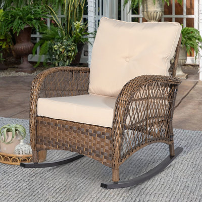 Outdoor Matrix Rocking Wicker/Rattan Chair with Cushions by Bayou Breeze