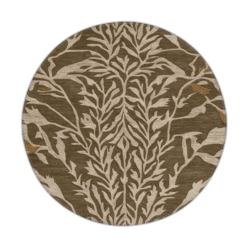 Tapis d'intérieur et d'extérieur brun Nature, Rond 5 pi