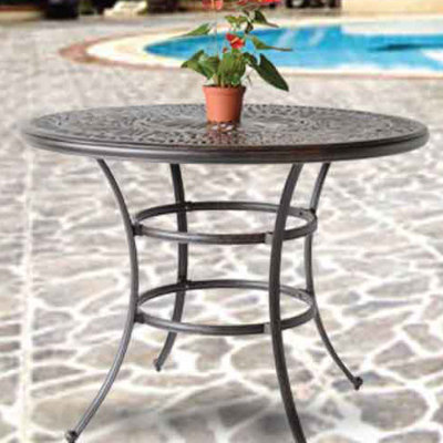 Allene Round Metal Outdoor Bar Table With Umbrella Hole , 52'' in. W 52'' in. D