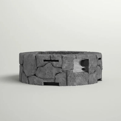 Foyer au propane en béton armé - H 9 po x l 28 po, gris anthracite, acier inoxydable, 40 000, allumage à bouton-poussoir, tuyau de 108 po, avec couvercle de rangement pour l'extérieur, inclus
