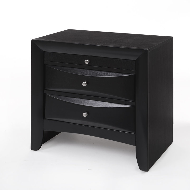 Transitional Nightstand With Drawer, Black