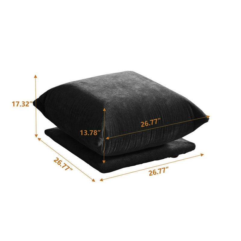 Cath Upholstered Modern Chenille Fabric Ottoman, Black