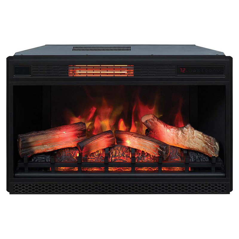 Lagoudera Symple Stuff Black Recessed Wall Mounted Electric Fireplace with BTU 5200, 20.6" H x 34.1" W x 9.6" D