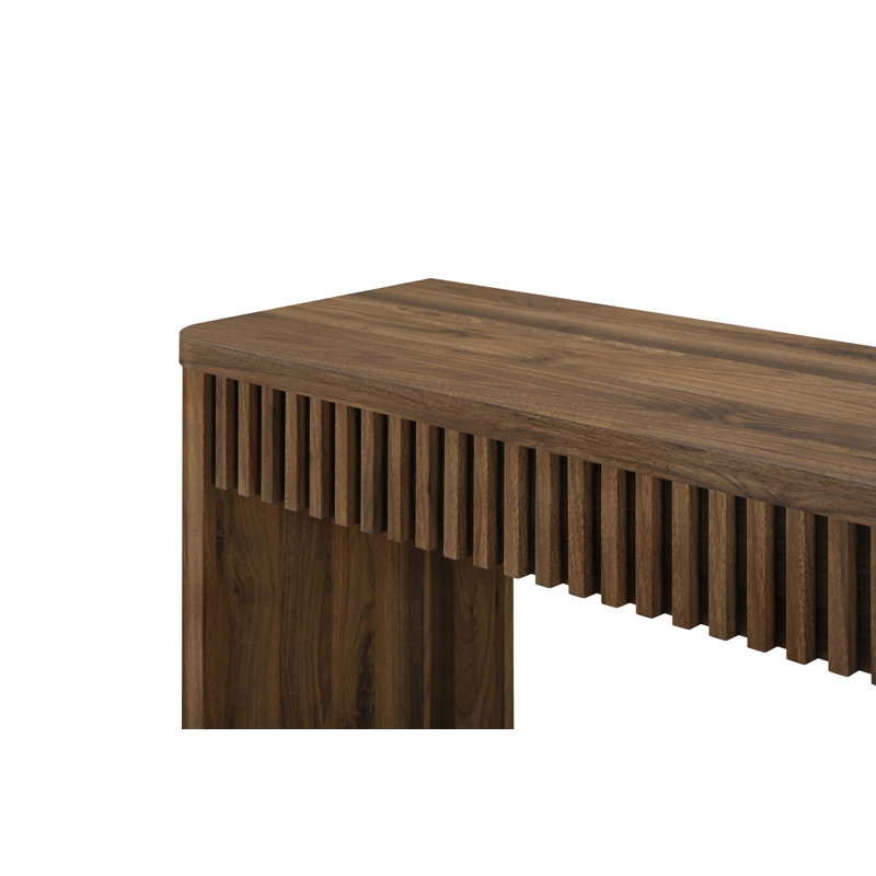 Console cannelée de 59 po de style moderne Mid-Century Abdel, Noyer, H 29,5 po x l 59,1 po x P 15,4 po