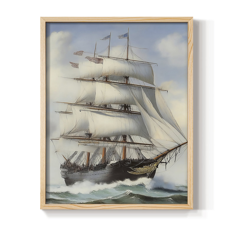NAUTICAL Series Lxxvi, reproduction encadrée - bois massif, Naturel, H 11 po x l 9 po