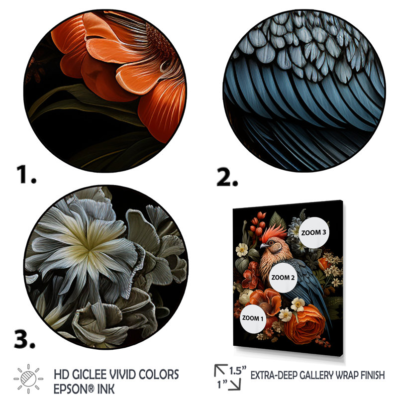 Art mural coq moderne avec coq moderne, Toile tendue, H 40 po x l 30 po x P 1,5 po