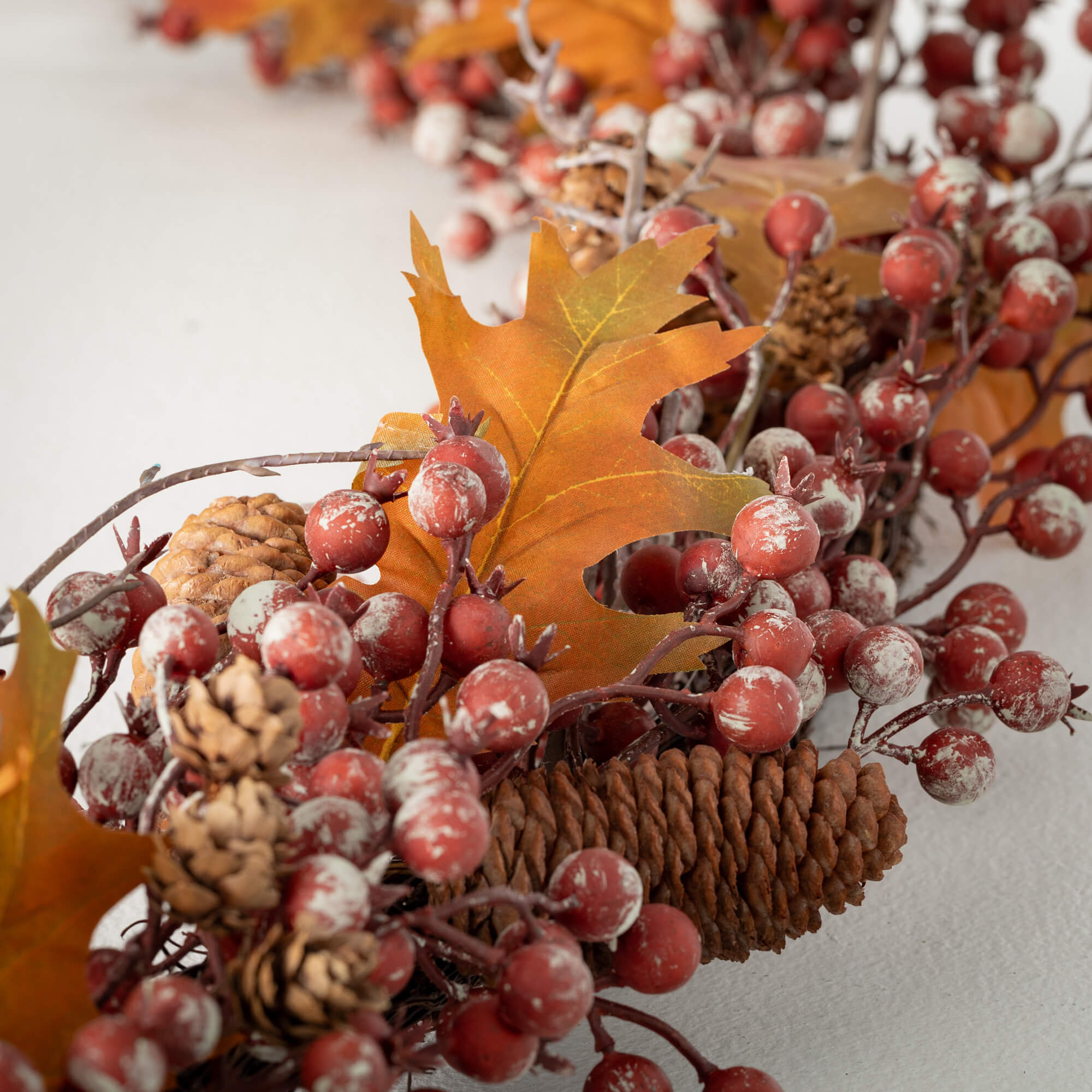 72" Artificial Rustic Berry Leaf Fall Garland, Multicolor