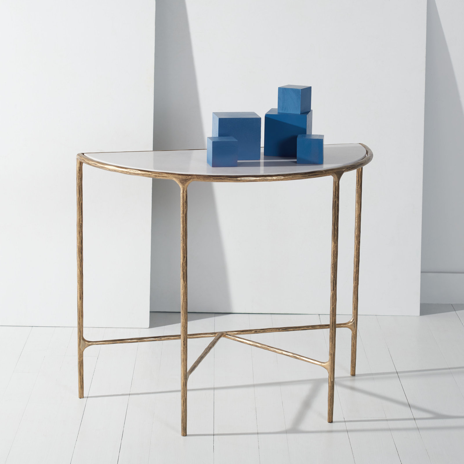 Evelynn 36'' Console Table, Brass , White Marble