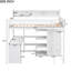 Lit mezzanine simple blanc pour chambres compactes, avec lit de rangement en bois, garde-corps blanc et double-1350922706