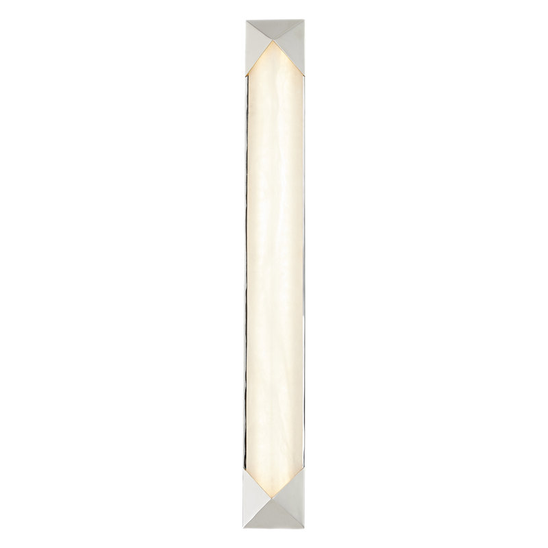 Caesar Dimmable LED Bath Sconce, Polished Nickel/Alabaster