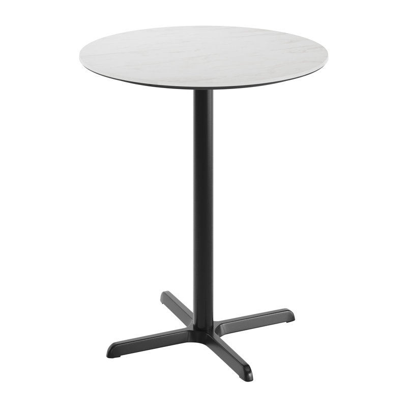 Commercial Seamless Surface Tabletop with Bar Height Crisscross Base, 42"H x 36"L x 36"W, White