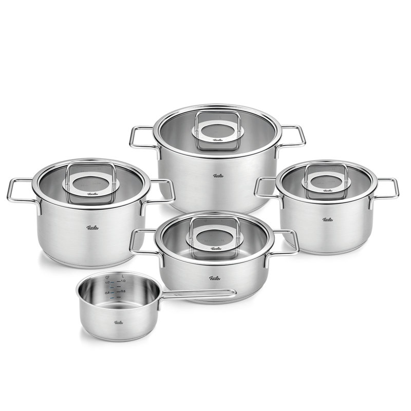 Fissler Pure Collection Stainless Steel Set 9 Piece with Glass Lid