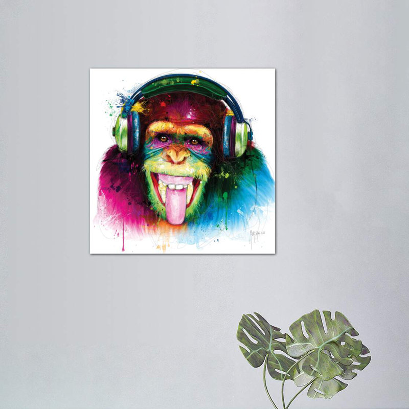 Dj Monkey by Patrice Murciano - Wrapped Canvas Print, 93.98 cm H x 93.98 cm W x 1.91 cm D