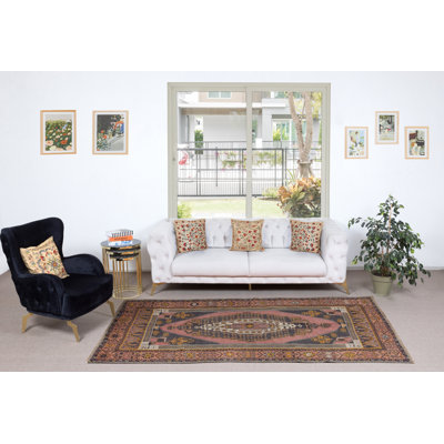 Tapis turc oriental unique en son genre 100% laine 5 x 9,5 pi avec motifs tribaux
