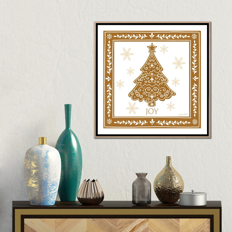 Arbre de Noël en pain d'épice - reproduction d'art murale - toile encadrée, H 18 po x l 18 po, Beige