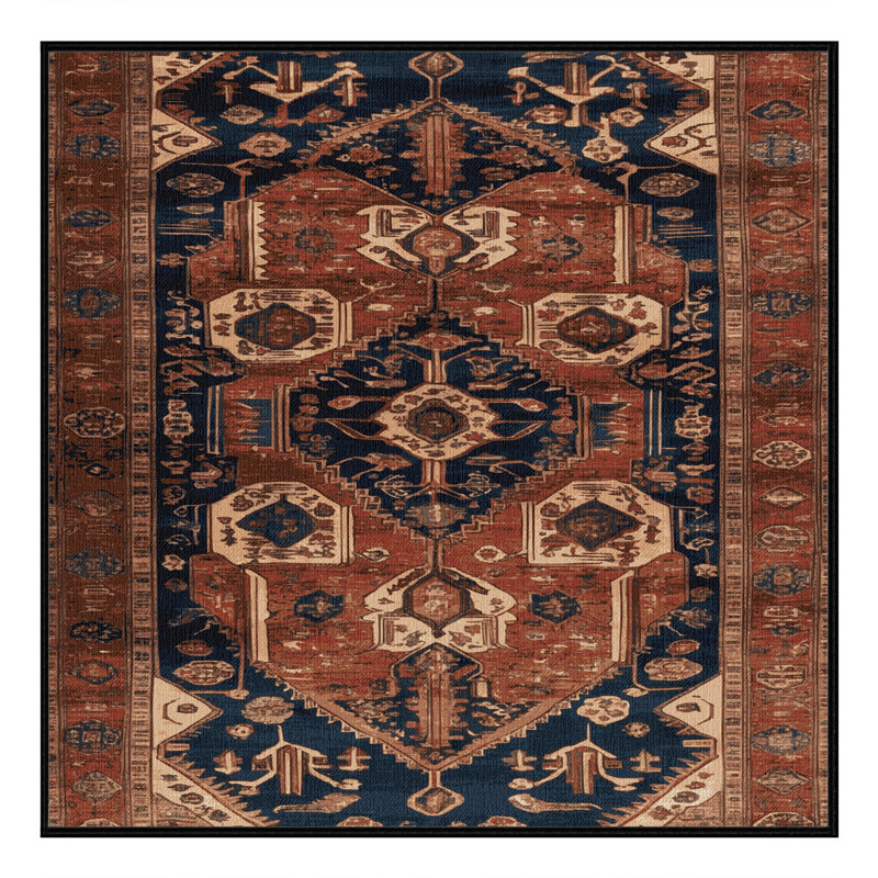 Machine Washable Persian Brown Area Rug, Square 4'